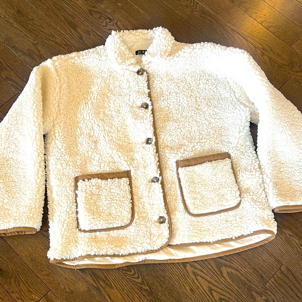 J.Crew Faux Sherpa Barn 100% Polyester Plush Jacket XL